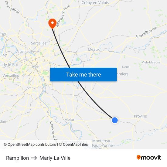 Rampillon to Marly-La-Ville map