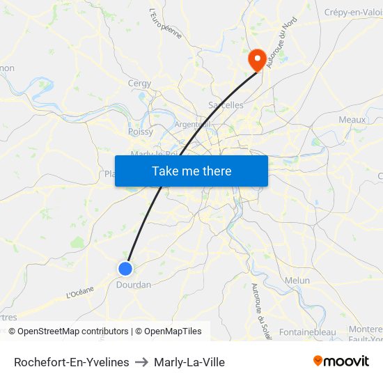 Rochefort-En-Yvelines to Marly-La-Ville map