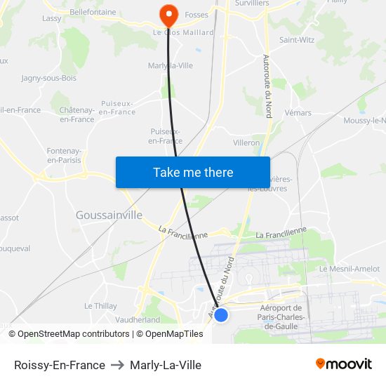 Roissy-En-France to Marly-La-Ville map