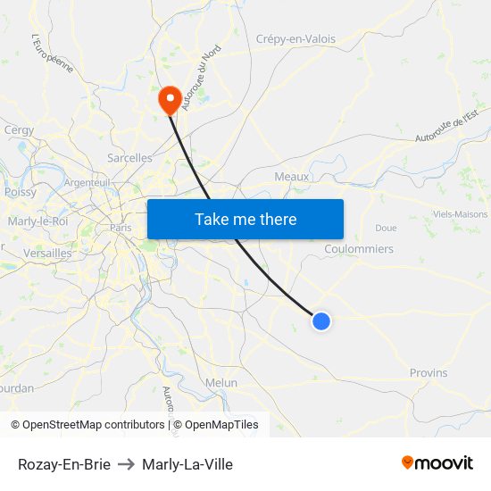 Rozay-En-Brie to Marly-La-Ville map