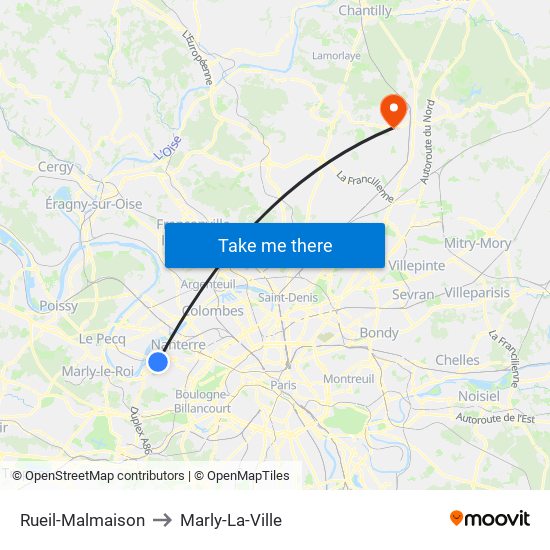 Rueil-Malmaison to Marly-La-Ville map