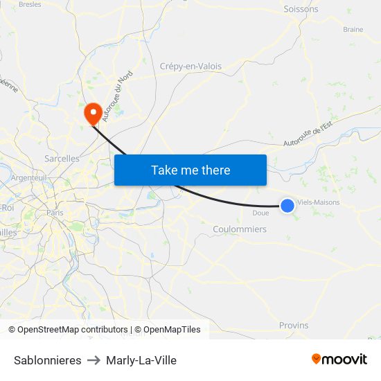 Sablonnieres to Marly-La-Ville map