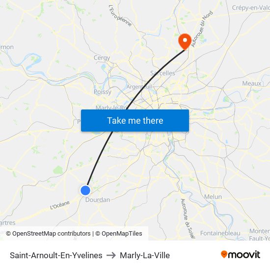Saint-Arnoult-En-Yvelines to Marly-La-Ville map