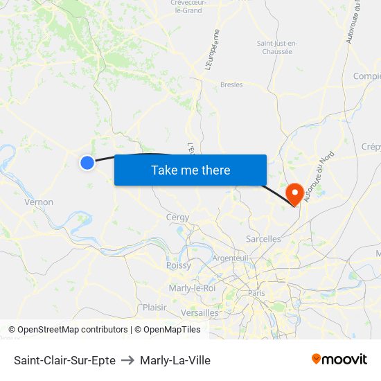 Saint-Clair-Sur-Epte to Marly-La-Ville map