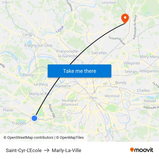 Saint-Cyr-L'Ecole to Marly-La-Ville map