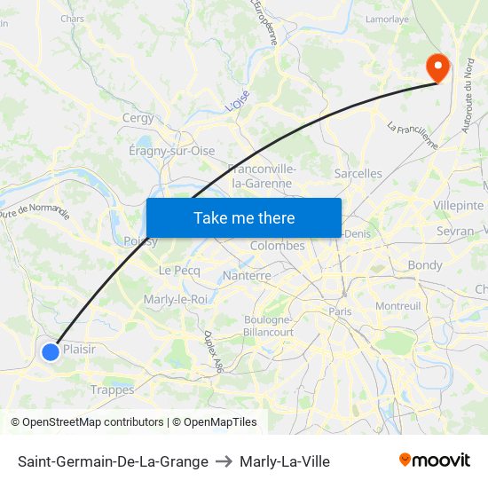 Saint-Germain-De-La-Grange to Marly-La-Ville map