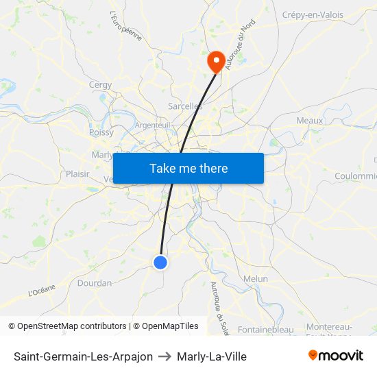 Saint-Germain-Les-Arpajon to Marly-La-Ville map