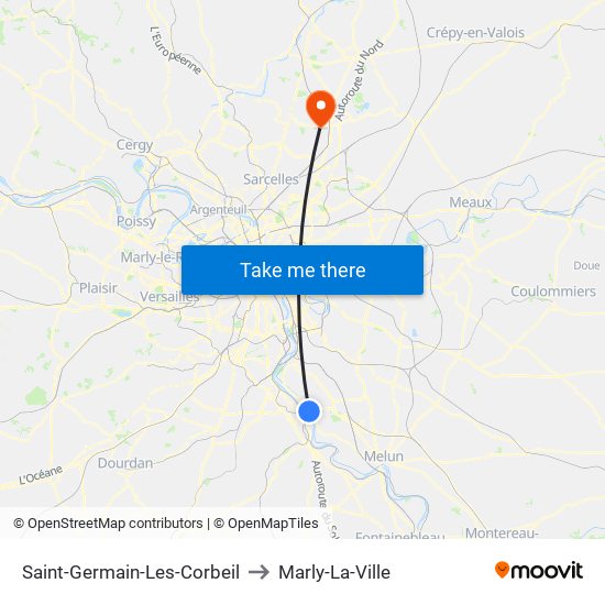 Saint-Germain-Les-Corbeil to Marly-La-Ville map