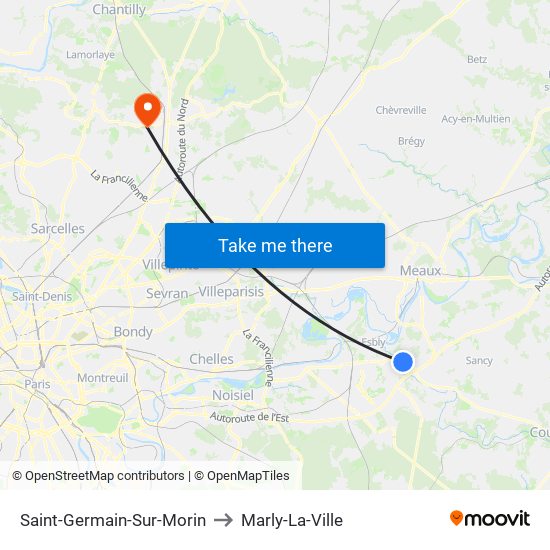 Saint-Germain-Sur-Morin to Marly-La-Ville map