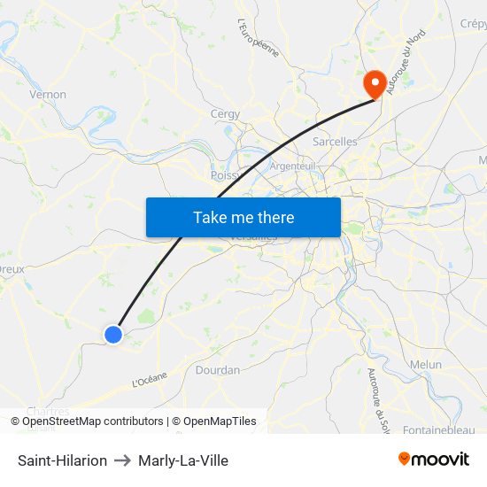 Saint-Hilarion to Marly-La-Ville map