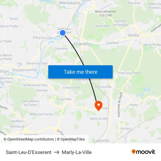 Saint-Leu-D'Esserent to Marly-La-Ville map