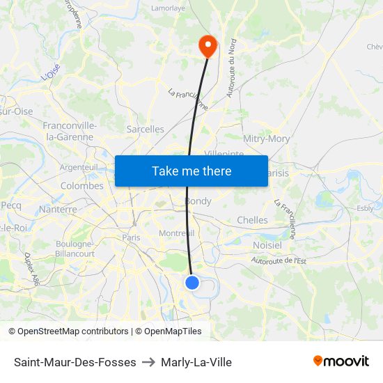 Saint-Maur-Des-Fosses to Marly-La-Ville map