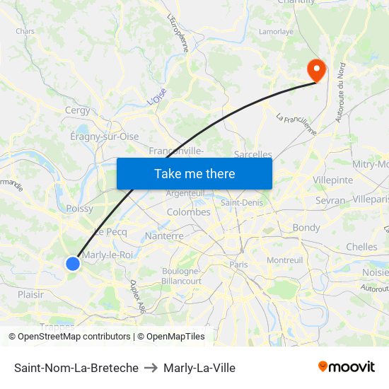 Saint-Nom-La-Breteche to Marly-La-Ville map