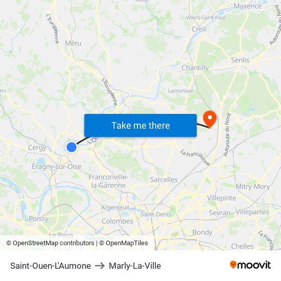 Saint-Ouen-L'Aumone to Marly-La-Ville map