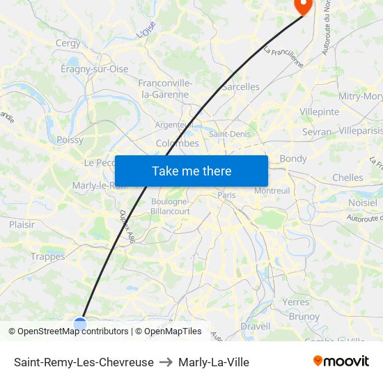 Saint-Remy-Les-Chevreuse to Marly-La-Ville map