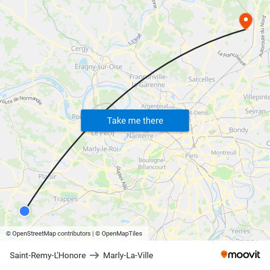 Saint-Remy-L'Honore to Marly-La-Ville map