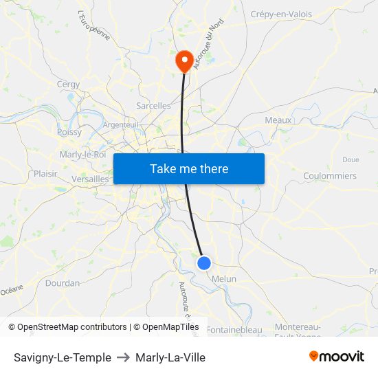 Savigny-Le-Temple to Marly-La-Ville map