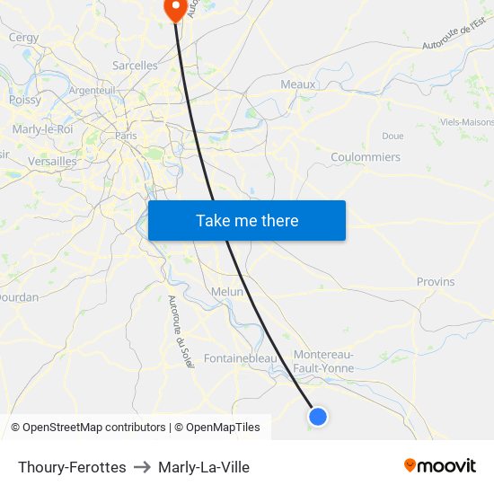 Thoury-Ferottes to Marly-La-Ville map