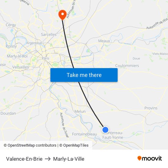 Valence-En-Brie to Marly-La-Ville map