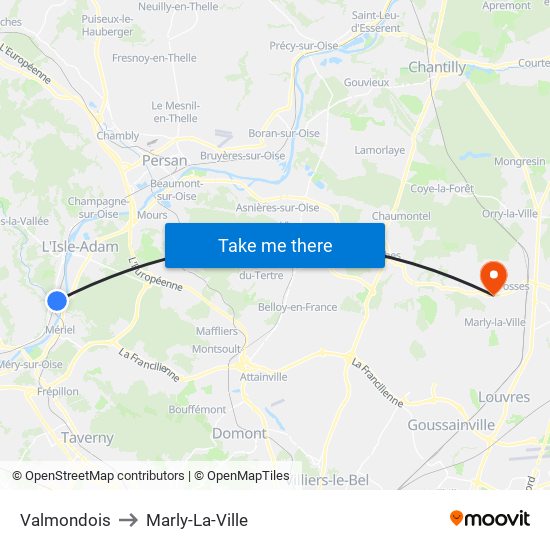 Valmondois to Marly-La-Ville map