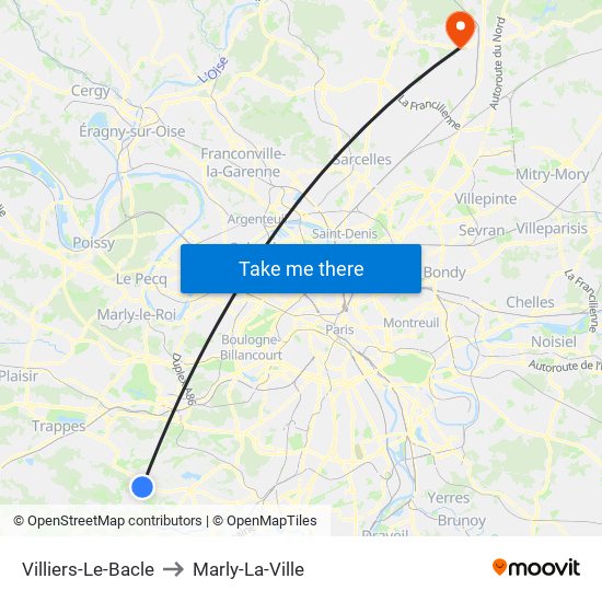Villiers-Le-Bacle to Marly-La-Ville map
