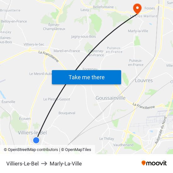 Villiers-Le-Bel to Marly-La-Ville map