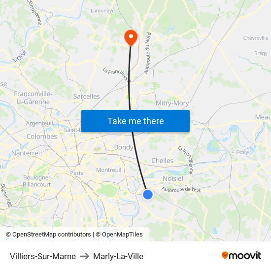 Villiers-Sur-Marne to Marly-La-Ville map