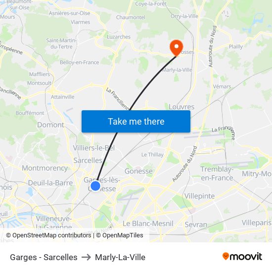 Garges - Sarcelles to Marly-La-Ville map