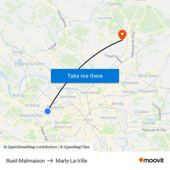 Rueil-Malmaison to Marly-La-Ville map