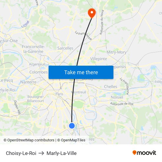 Choisy-Le-Roi to Marly-La-Ville map