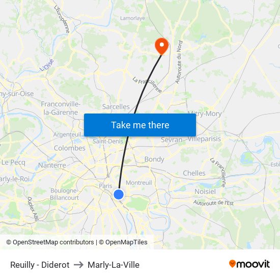 Reuilly - Diderot to Marly-La-Ville map