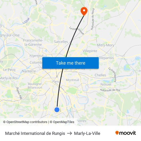 Marché International de Rungis to Marly-La-Ville map