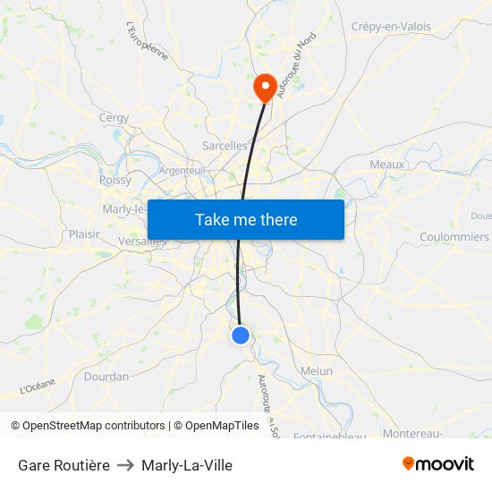 Gare Routière to Marly-La-Ville map