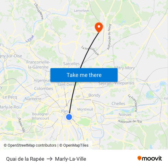 Quai de la Rapée to Marly-La-Ville map