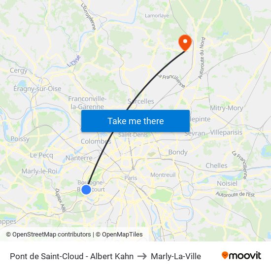 Pont de Saint-Cloud - Albert Kahn to Marly-La-Ville map