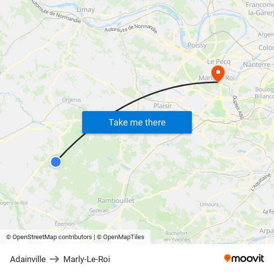Adainville to Marly-Le-Roi map