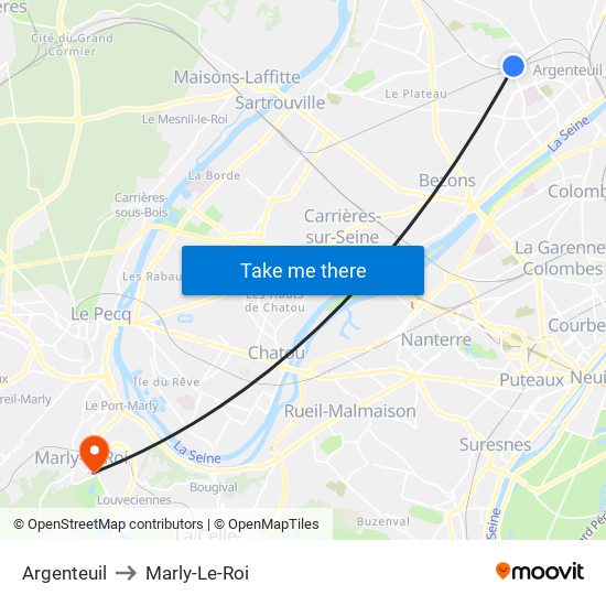 Argenteuil to Marly-Le-Roi map