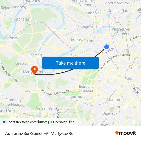 Asnieres-Sur-Seine to Marly-Le-Roi map