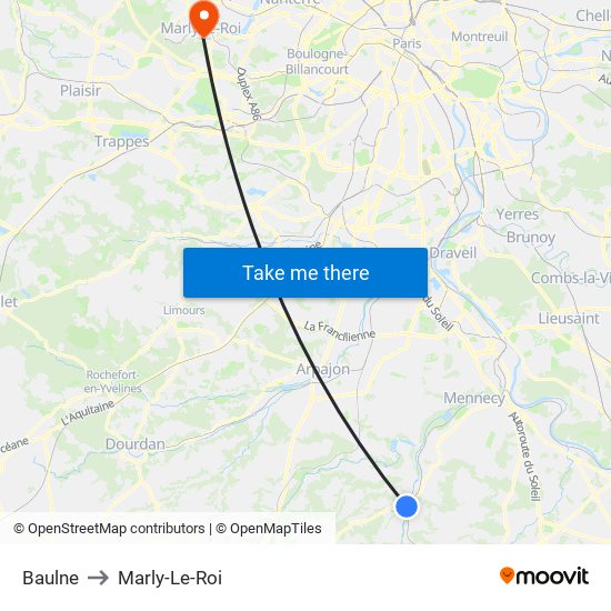 Baulne to Marly-Le-Roi map