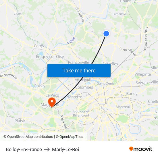 Belloy-En-France to Marly-Le-Roi map