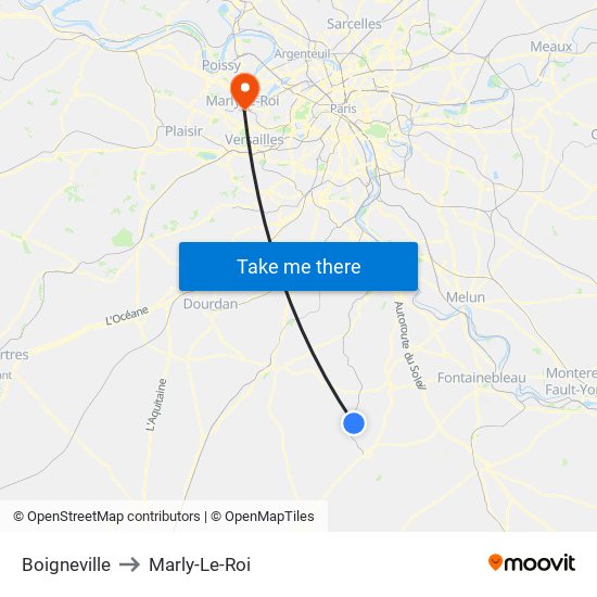 Boigneville to Marly-Le-Roi map