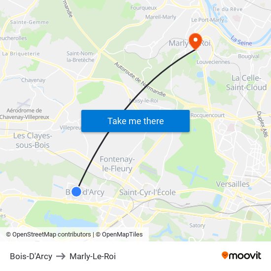 Bois-D'Arcy to Marly-Le-Roi map