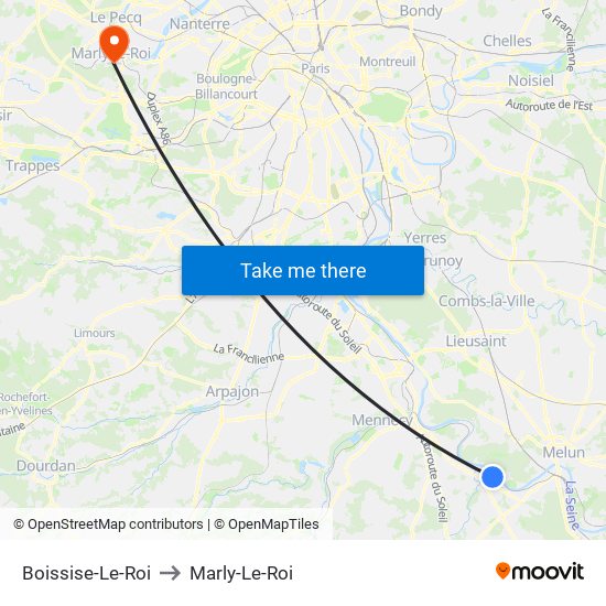 Boissise-Le-Roi to Marly-Le-Roi map