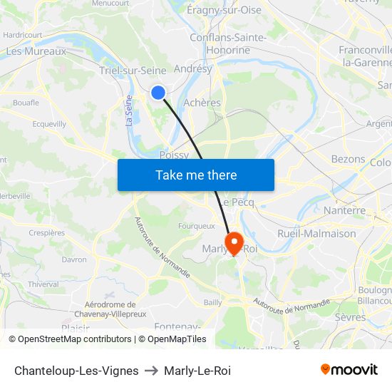 Chanteloup-Les-Vignes to Marly-Le-Roi map