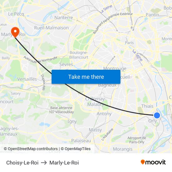 Choisy-Le-Roi to Marly-Le-Roi map