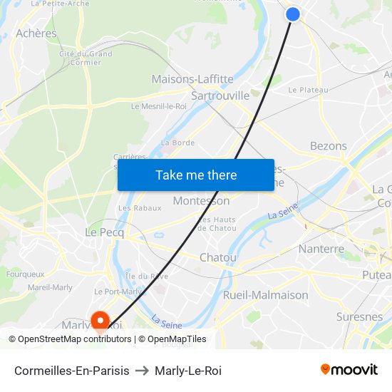 Cormeilles-En-Parisis to Marly-Le-Roi map