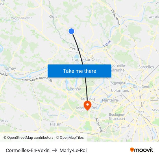 Cormeilles-En-Vexin to Marly-Le-Roi map