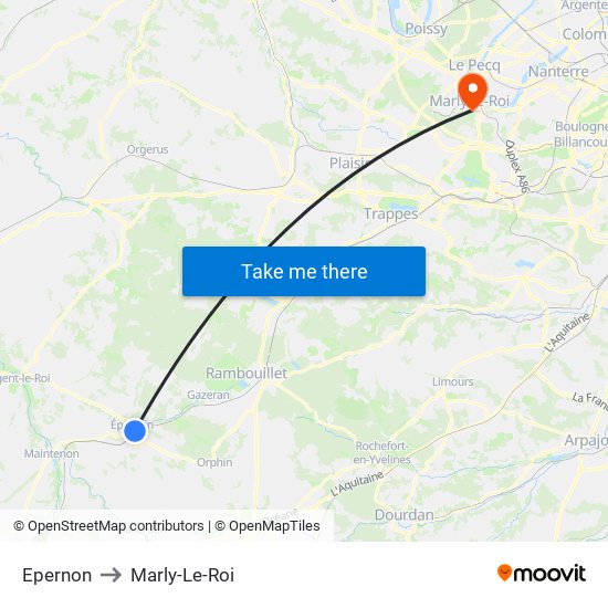 Epernon to Marly-Le-Roi map