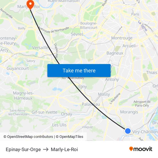 Epinay-Sur-Orge to Marly-Le-Roi map