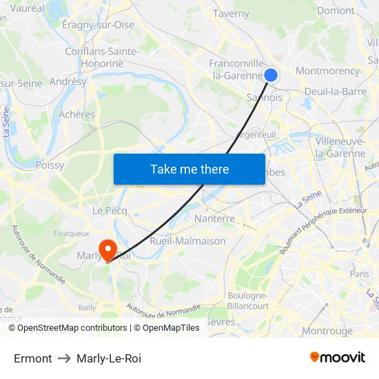 Ermont to Marly-Le-Roi map